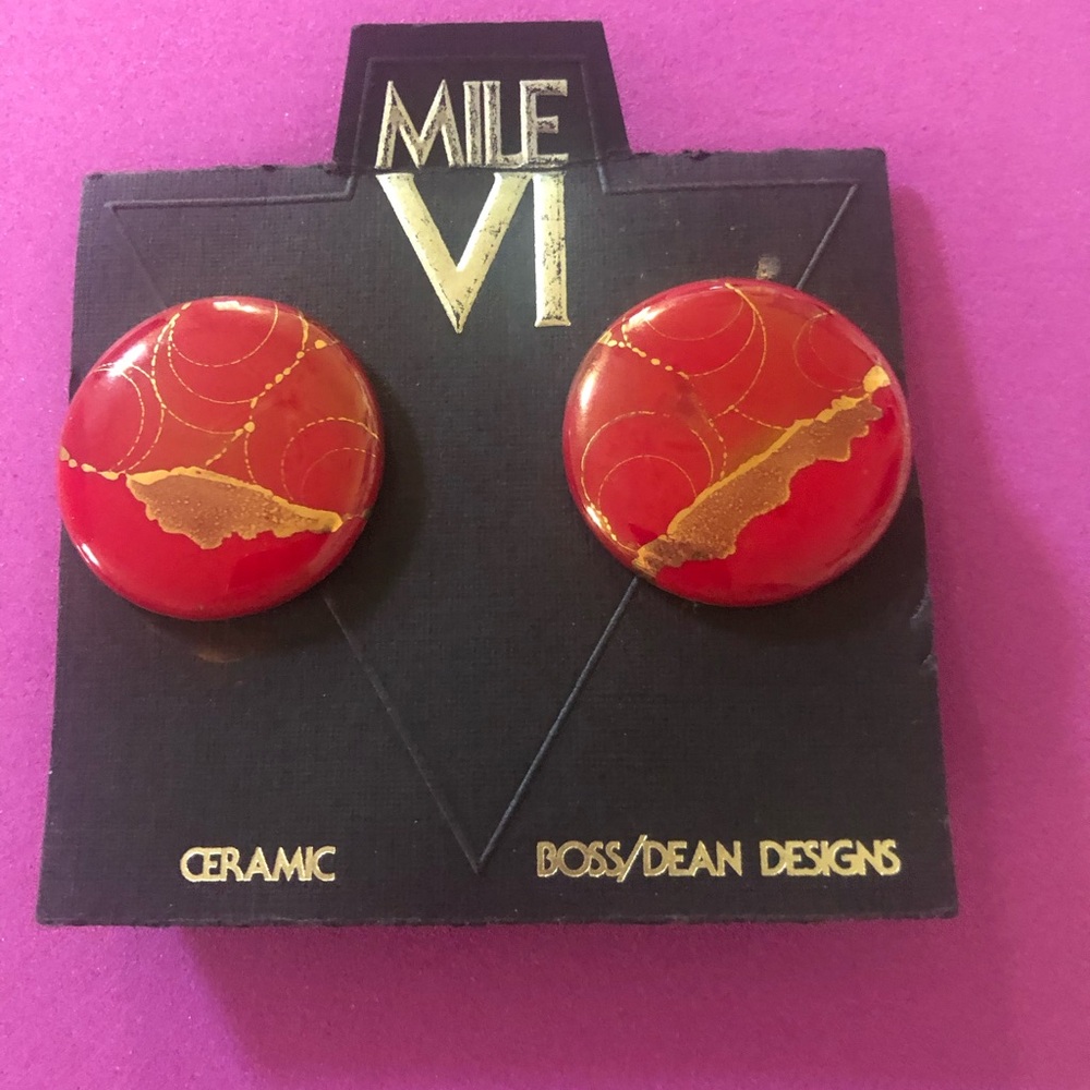 Vintage Mile VI Red Ceramic Earrings